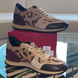 Valentino Rockrunner Calf Hair Leopard sneakers